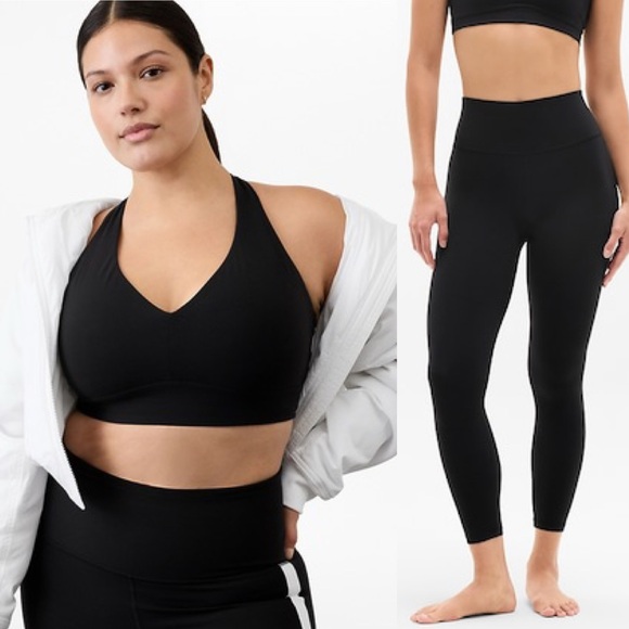 NWT Athleta Black Solace Sports Bra & Transcend High Rise 7/8 Legging Set - Picture 2 of 11